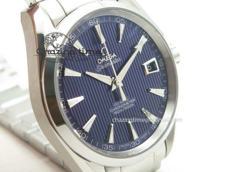 0203 Affordable Aqua Terra 150M SS 1:1 Best Edition Deep Blue Textured Dial On SS Bracelet A 8253